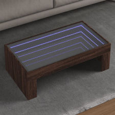 vidaXL barna tölgy végtelen hatású LED-es dohányzóasztal 90x50x30 cm bútor