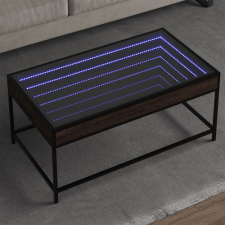 vidaXL barna tölgy végtelen hatású LED-es dohányzóasztal 90x50x41 cm bútor