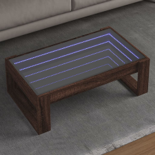 vidaXL barna tölgy végtelen hatású LED-es dohányzóasztal 90x53x30 cm bútor