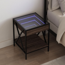vidaXL barna tölgy végtelen hatású LED-es éjjeliszekrény 40x40x49 cm bútor