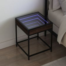vidaXL barna tölgy végtelen hatású LED-es éjjeliszekrény 40x40x51 cm bútor