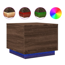 vidaXL barna tölgyszínű dohányzóasztal LED-lámpákkal 50 x 50 x 40 cm (839874) bútor