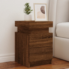 vidaXL barna tölgyszínű éjjeliszekrény LED-világítással 35x39x55 cm bútor