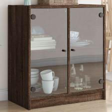 vidaXL barna tölgyszínű kisszekrény üvegajtókkal 68 x 37 x 75,5 cm bútor