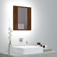 vidaXL barna tölgyszínű műfa tükrös szekrény LED-del 40x12x45 cm fürdőszoba bútor
