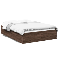 vidaXL barna tölgyszínű szerelt fa ágykeret 135 x 190 cm ágy és ágykellék