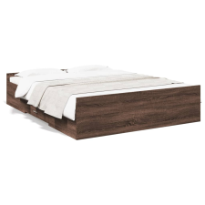 vidaXL barna tölgyszínű szerelt fa ágykeret fiókokkal 140x200 cm ágy és ágykellék