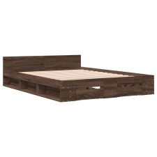 vidaXL barna tölgyszínű szerelt fa ágykeret fiókokkal 150 x 200 cm (3280747) ágy és ágykellék