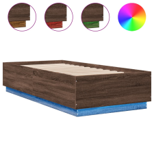 vidaXL barna tölgyszínű szerelt fa ágykeret LED-del 100 x 200 cm (3209631) ágy és ágykellék