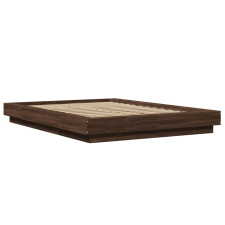 vidaXL barna tölgyszínű szerelt fa ágykeret LED-del 120 x 190 cm ágy és ágykellék