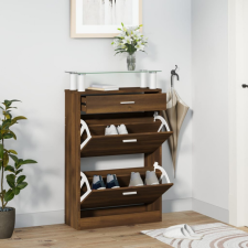 vidaXL barna tölgyszínű szerelt fa cipősszekrény 63x24x104 cm bútor
