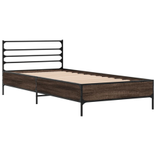 vidaXL barna tölgyszínű szerelt fa és fém ágykeret 100 x 200 cm (845591) ágy és ágykellék