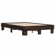 vidaXL barna tölgyszínű szerelt fa és fém ágykeret 120 x 190 cm (845891) ágy és ágykellék