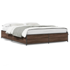 vidaXL barna tölgyszínű szerelt fa és fém ágykeret 140x190 cm ágy és ágykellék