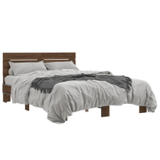vidaXL barna tölgyszínű szerelt fa és fém ágykeret 140x190 cm ágy és ágykellék