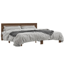 vidaXL barna tölgyszínű szerelt fa és fém ágykeret 180 x 200 cm ágy és ágykellék