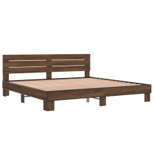 vidaXL barna tölgyszínű szerelt fa és fém ágykeret 180 x 200 cm (3280136) ágy és ágykellék