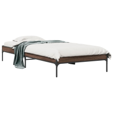 vidaXL barna tölgyszínű szerelt fa és fém ágykeret 75 x 190 cm ágy és ágykellék