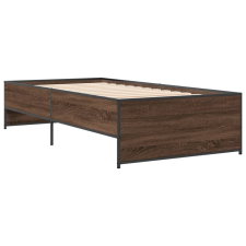 vidaXL barna tölgyszínű szerelt fa és fém ágykeret 75 x 190 cm (845255) ágy és ágykellék