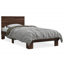 vidaXL barna tölgyszínű szerelt fa és fém ágykeret 90 x 190 cm ágy és ágykellék