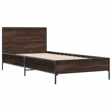 vidaXL barna tölgyszínű szerelt fa és fém ágykeret 90 x 190 cm (845566) ágy és ágykellék