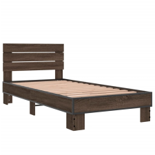 vidaXL barna tölgyszínű szerelt fa és fém ágykeret 90 x 190 cm (845756) ágy és ágykellék