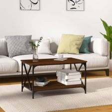 vidaXL barna tölgyszínű szerelt fa és vas dohányzóasztal 80x50x45 cm bútor