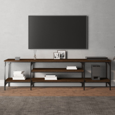 vidaXL barna tölgyszínű szerelt fa és vas TV-szekrény 161x35x45 cm bútor