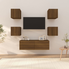 vidaXL barna tölgyszínű szerelt fa fali TV-szekrényszett bútor