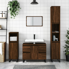 vidaXL barna tölgyszínű szerelt fa fürdőszobaszekrény 30x30x100 cm fürdőszoba bútor