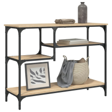 vidaXL barna tölgyszínű tálalóasztal polcokkal 100 x 35 x 75 cm bútor
