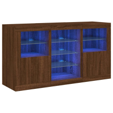 vidaXL barna tölgyszínű tálalószekrény LED-ekkel 123 x 37 x 67 cm (3209085) bútor