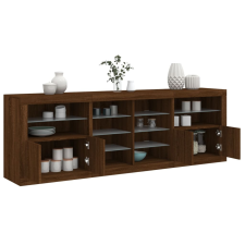 vidaXL barna tölgyszínű tálalószekrény LED-ekkel 202x37x67 cm bútor