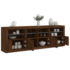 vidaXL barna tölgyszínű tálalószekrény LED-ekkel 202x37x67 cm bútor
