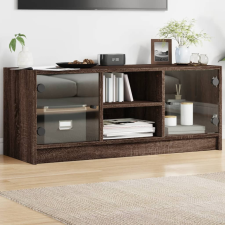 vidaXL barna tölgyszínű TV-szekrény üvegajtókkal 102 x 37 x 42 cm bútor