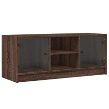vidaXL barna tölgyszínű TV-szekrény üvegajtókkal 102 x 37 x 42 cm (836377) bútor