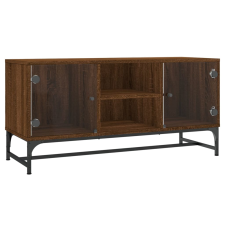 vidaXL barna tölgyszínű TV-szekrény üvegajtókkal 102 x 37 x 50 cm (836538) bútor