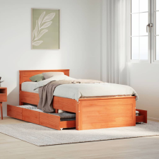 vidaXL barna tömör fenyőfa fejtámlás ágykeret matrac nélkül 75x190 cm ágy és ágykellék