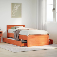 vidaXL barna tömör fenyőfa fejtámlás ágykeret matrac nélkül 90x190 cm ágy és ágykellék