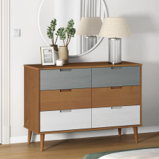 vidaXL barna tömör fenyőfa fiókos szekrény 113x40x80 cm bútor