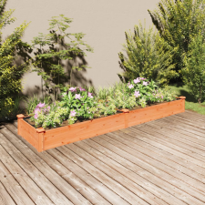 vidaXL barna tömör fenyőfa kerti magaságyás béléssel 240x60x25 cm kerti tárolás