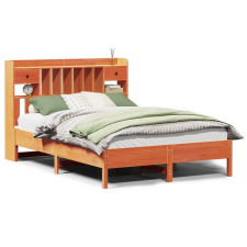 vidaXL barna tömör fenyőfa könyvespolcos ágy matrac nélkül 120 x 190cm (3322929) ágy és ágykellék