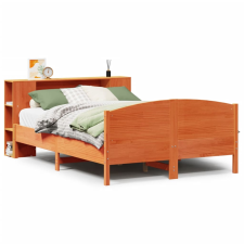 vidaXL barna tömör fenyőfa könyvespolcos ágy matrac nélkül 135 x 190cm (3323076) ágy és ágykellék