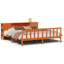 vidaXL barna tömör fenyőfa könyvespolcos ágy matrac nélkül 180 x 200cm (3321674) ágy és ágykellék