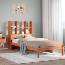 vidaXL barna tömör fenyőfa könyvespolcos ágy matrac nélkül 90 x 190 cm ágy és ágykellék