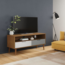 vidaXL barna tömör fenyőfa TV-szekrény 106 x 40 x 49 cm bútor