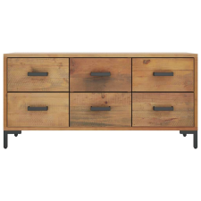 vidaXL Barna tömör újrahasznosított fenyőfa tárolópad 110 x 35 x 45 cm bútor
