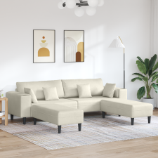 vidaXL Bársony Kanapé párnával párnával 3 pcs Krémszínű 208 cm Bársony bútor