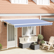 vidaXL Behúzható napellenző Kék és Fehér 400x200 cm kerti bútor