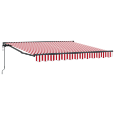 vidaXL Behúzható napellenző Piros és fehér csíkos 300x250 cm Fém (3329996) kerti bútor